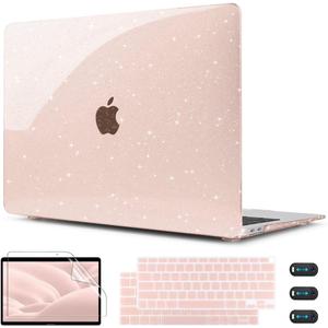 CISSOOK Glitter Pink Case for MacBook Air 13 inch 2021 2020 2018 Release Model A2337 A2179 A1932 with Touch ID, Sparkly Hard Shell Case & Keyboard Cover for MacBook Air 13 M1, Glitter Cherry Pink