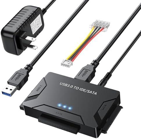 MaxRenard Hard Drive Reader USB 3.0 to SATA/IDE Adapter | Universal External Hard Drive Reader & Data Recovery Converter Kit for 2.5"/3.5" HDD/SSD | with 12V/2A Power Supply