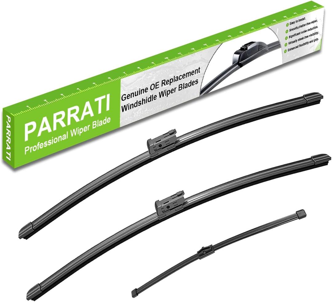 PARRATI Windshield Wipers for Q7 2016-2023,27"+20" Front and 15" Rear,OEM Replacement Wiper Blades,Quiet & Streak-Free(Set of 3)