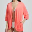 baleaf Women's Long Sleeve Sun Shirts UPF 50+ Lightweight Open Front Cardigan with Pockets Beach Cover Up SPF Sun Wrap (Pink, L)