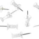 Amazon Basics Push Pins Tacks, Steel Point, Clear Plastic Head, for Bulletin Board, Maps, Posters, and Craft Projects, 200-Pack