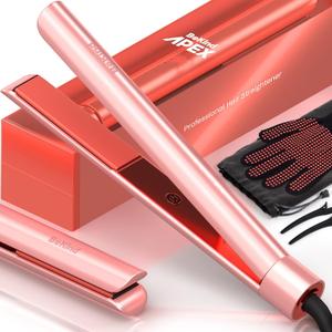 2-in-1 Hair Straightener Flat Iron by BeKind Apex | 1 460F Straightener and Curler for All Hairstyles | UltraSmooth Tech | 15s Fast Heating & Temp Memory | Gift Set for Girls Women (Apex Peach)