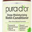 PURA D'OR Deep Moisturizing Biotin Conditioner Thickens, Softens, & Moisturizes Dry, Frizzy, Damaged Hair w/Argan Oil, Pumpkin, Rosemary, Honeysuckle, Vitamin E, Men & Women, 16oz, 2 pack