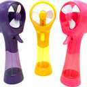 Handheld Misting Fan with Spray Function - Portable Battery Operated Personal Cooling Fans for Travel, Beach, Camping (Yellow+Purple+Pink)