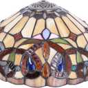 Tiffany Lamp Shade Replacement Only 12X6 Inch Stained Glass Style Lampshade with Cap fit for Table lamp Pendant Light Ceiling Fixture (Yellow)
