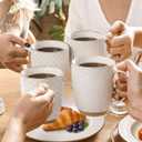 GBhome Large Coffee Mugs Set of 4, 16oz Handmade Embossed Coffee Mugs Set with Large Handle for Cappuccino/Latte/Tea/Hot Cocoa, Dishwasher & Microwave Safe, Off White