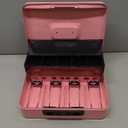 Jssmst Locking Cash Box with Coin Lid, 11.8L x 9.5W x 3.5H Inches, Latch Safe Money Box with Combination Lock, Pink