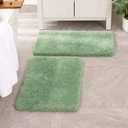 MIULEE Set of 2 Non Slip Shaggy Bathroom Rugs Extra Thick Soft Bath Mats Plush Microfiber Absorbent Water for Tub Shower Machine Washable (Sage Green, 16x24 Inches)