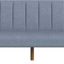 HomePop Upholstered Bergen Convertible Futon Sofa Bed, Modern Sofa Couches for Living Room, Small Spaces, Dorm, Apartment, Blue Woven