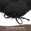 RACE LEAF Outdoor Cushions 19" x 19" Patio Chair Seat Pads, Set of 2 Thick Fill Tufted Square Patio Cushions, Water-Resistant Olefin Chair Seat Cushion with Ties for Non-Slip Support, Black