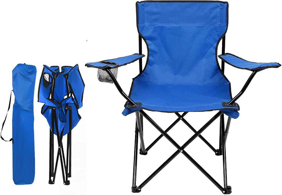 ZONEMEL Portable Camping Chair, Arm Rest Design, Fully Cushioned Seat and Back, Side Pocket, Cup Holder, and Carry Bag, Collapsible Chair for Camping, Saunas, Beach, Tailgates and Sports, Medium