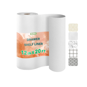 OcePor Non-Adhesive Drawer and Shelf Liner 12IN x 20FT, Non Slip Cabinet and Cupboard Liner, Kitchen Cabinet Liners for Shelves,Waterproof Drawer Shelf Liners for Cabinets/Bathroom Cupboard, White