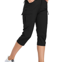 GymBrave Women's Hiking Cargo Pants Quick Dry Outdoor Camping Capris Water Resistant UPF 50 with Zipper Pockets Size L