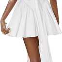 Spaghetti Strap Short Homecoming Dresses for Teens Satin Backless Party Gown XXYPD014 (White) M