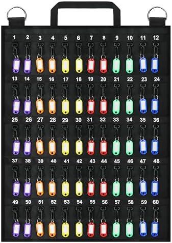 Sdstone Fireproof Rollable Case, Portable Roll Up Key Organizer with Fixed Strap, 60 Key Hooks and Tags for Car Sales, Hotel, Real Estate