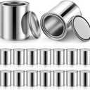 Vesici 16 Pack Empty Metal Paint Cans with Lids 0.84 Pint Paint Can Empty Unlined Can Small Multipurpose Metal Pail Buckets Storage Containers for Crafts DIY Project Adhesives(Silver)