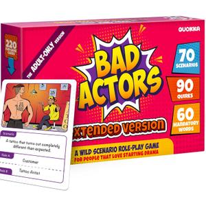 QUOKKA Charades & Guessing Game for Adults - 120 Hilarious Scenarios & Quirk Cards | Perfect for Adult Game Night, Parties, Gifts & Reunions | Extended Pack
