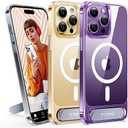 TORRAS for iPhone 14 Pro Max Case Diamond Clear | Strong Magnetic & Seamless Stand, Fit for MagSafe, Military-Grade Drop Protection, Sturdy Adjustable Built-in Kickstand, Slim Anti-Yellowing