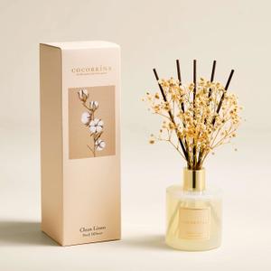 Cocorrína Clean Linen Reed Diffuser Set, 6.7 oz Clean Linen Scented Diffuser with Sticks Home Fragrance Reed Diffuser for Bathroom Shelf Decor