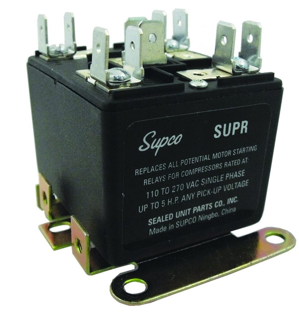 Supco SUPR Universal Potential Relay, Single Phase, 110 - 270 Operating Voltage, 30 A Load Current