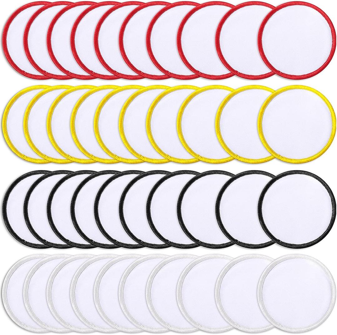 40 Pieces Iron on Blank Sublimation Patch Round Fabric Heat Transfer Repair Blank Patch for Clothes, Hats, Uniforms, Backpacks, Shoes