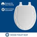 Mayfair Sculptured Ivy Toilet Seat, Easy Clean Hinges with Durable Wood Seat, Made in USA, Round, White