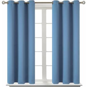 BGment Blackout Curtains for Bedroom - Grommet Thermal Insulated Room Darkening Curtains for Living Room, Set of 2 Panels (38 x 45 Inch, Faded Denim)