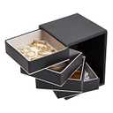 Juvale 4-Layer Rotating Jewelry Organizer - Velvet-Lined Ring Box & Necklace Holder - Earring Organizer & Bracelet Holder - Portable Travel Jewelry Box - Black, 4 x 4 x 5.25 in
