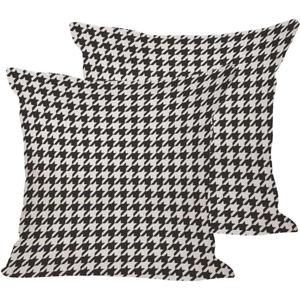 BLDKORUER Houndstooth Throw Pillow Covers Black White Tartan Plaid Throw Pillow Covers 18"x 18" Set of 2 for Living Room Couch Bed Sofa Home Decor Soft Cushion Case