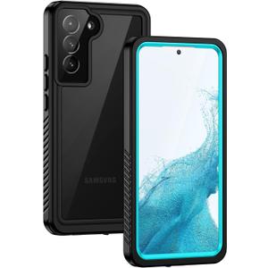 Lanhiem for Samsung Galaxy S22 Case, IP68 Waterproof Dustproof with Built-in Screen Protector, Heavy Duty Full Body Protective Phone Case for Samsung S22 5G, Blue/Clear
