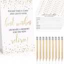 Fumete 50 Pieces Gold Retirement Party Advice and Wishes Cards with 10 Small Pencils and 1 Cardstock Place Card Retired Ideas Supplies and Decoration for Retirement Party Activities