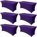 Obstal ,5 Pack Stretch Spandex Table Covers for 6 Foot Tables - 6 FT Universal Rectangular Fitted Tablecloth Protector for Wedding, Banquet, Party (Dark Purple, 72 L x 30 W x 30 H Inches)