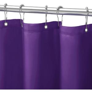 Gibelle Purple Fabric Shower Curtain or Liner, 72x72 Waterproof Shower Curtain Liner for Bathroom with Metal Grommets, Soft Cloth & Hotel Quality, Machine Washable