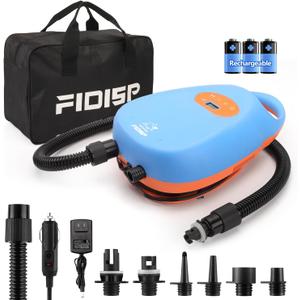 Electric Paddle Board Pump, 20PSI Rechargeable SUP Pump, Air Pump with Dual Stage Inflation&Auto-Off, Deflation Function 12V DC Car Connector for Paddleboard, Kayak Inflatables