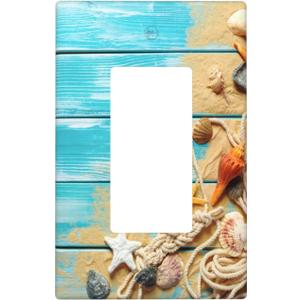Board Beach Starfish Single Gang Rocker Wall Plates Decorate Outlet Covers For Electrical Outlets Switch Plate Decorative Wallplate Plug Cover 4.6 * 2.8 Inch