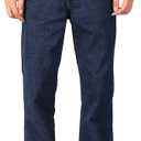 Soojun Mens Casual Loose Fit Elastic Waist Jeans Denim Pants (36W x 32L, Deep Blue)