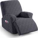 TAOCOCO Recliner Cover 3 Pieces Recliner Chair Covers, Stretch Jacquard Reclining Chair Cover for Recliner Chair, Sofa Slipcovers Couch Covers with Elastic Bottom for Kids, Pets Deep Grey