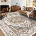 6x9 Area Rugs for Living Room Ultra-Soft Washable Rug Vintage Distressed Boho Area Rug, Non-Slip Retro Print Low Pile Stain Resistant Carpet for Bedroom Dining Room Kitchen Office
