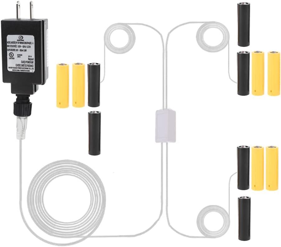 LR6 AA Battery Eliminator, AC to DC 3V 4.5V Power Supply Adapter,3 Connectors, Replace 2 or 3pcs 1.5V AA Battery,for Decorations LED Light,Indoor and Outdoor