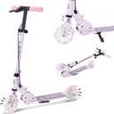 AERO MOBILITY Two-Wheel Kick Scooter for Kids 5-8 with Dynamic RGB Lights, A1-Purple Pink (hand brake)