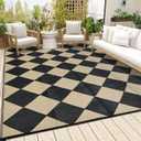 8x10 Outdoor Rug for Patio Reversible, Plastic Straw Rug Waterproof Camping Rug Portable, Foldable Lightweight Mat for RV, Patio, Backyard, Deck, Picnic, Beach (Black/Offee)