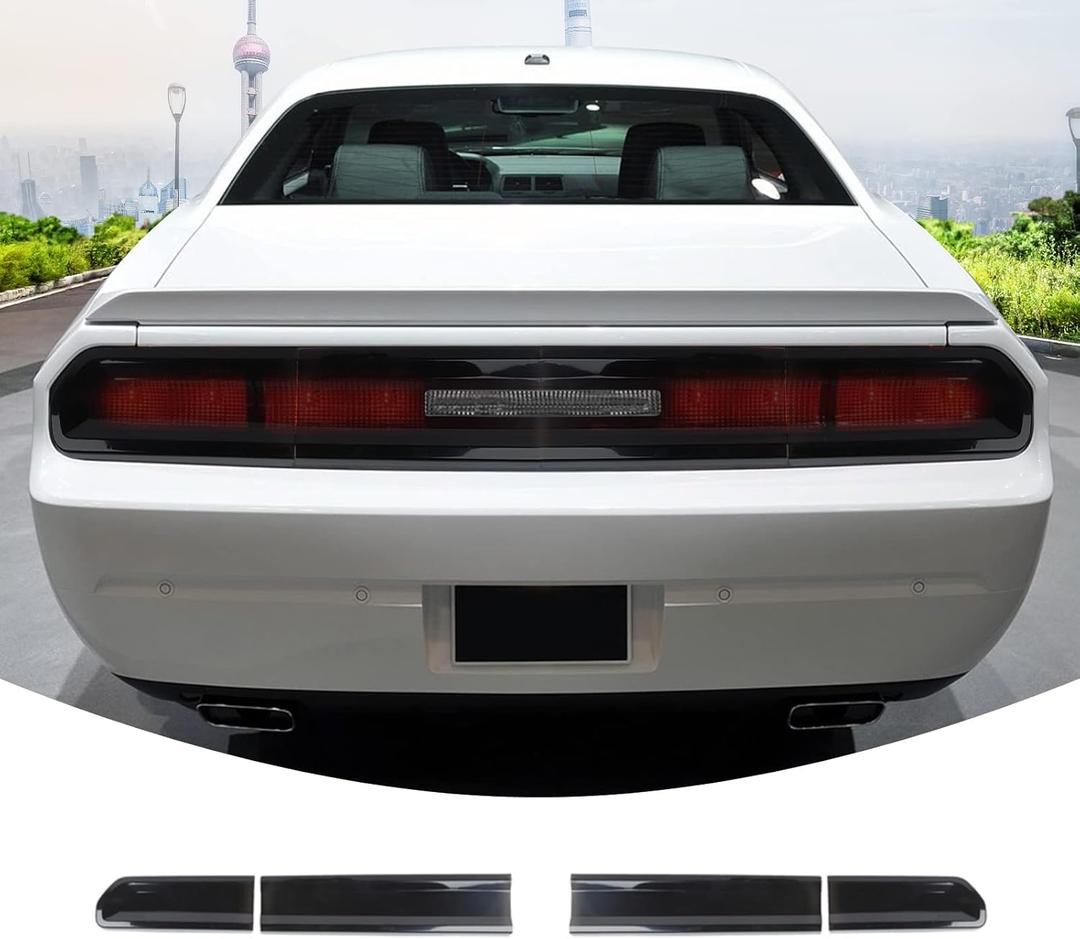 JeCar Smoked Tail Light Covers Rear Light Guards Exterior Accessories for Dodge Challenger 2009-2014, Black