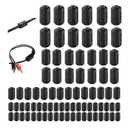 80Pcs Clip-on Ferrite Ring Core RFI EMI Noise Suppressor Cable Clip for 3mm/5mm/7mm/9mm/13mm Diameter Cable Power Cord, Black