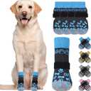 KOOLTAIL Dog Socks Shoes for Hot Pavement to Prevent Licking Paws, Winter Dog Boots&Paw Protector for Hardwood Floors Anti Slip,Traction Control Grip Booties for Senior Dogs, Blue L (Large (4 Pack))