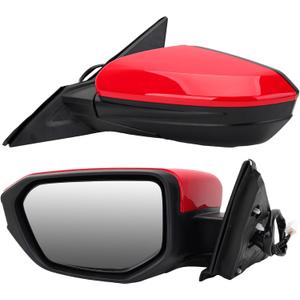 Driver Side View Mirror Compatible With 2016 2017 2018 2019 2020 2021 Honda Civic Coupe Sedan Hatchback,Mirror with Power Glass,Non-Heated,Manual Folding(Red) (Left-3pins)
