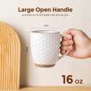 GBhome Large Coffee Mugs Set of 4, 16oz Handmade Embossed Coffee Mugs Set with Large Handle for Cappuccino/Latte/Tea/Hot Cocoa, Dishwasher & Microwave Safe, Off White