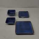 Square Melamine Dinnerware Set of 12pcs, Blue Dish Set for 4,Unbreakable Plate and Bowl Set, Lightweight, Dishwasher Safe and BPA Free,Suit for RV,Camping