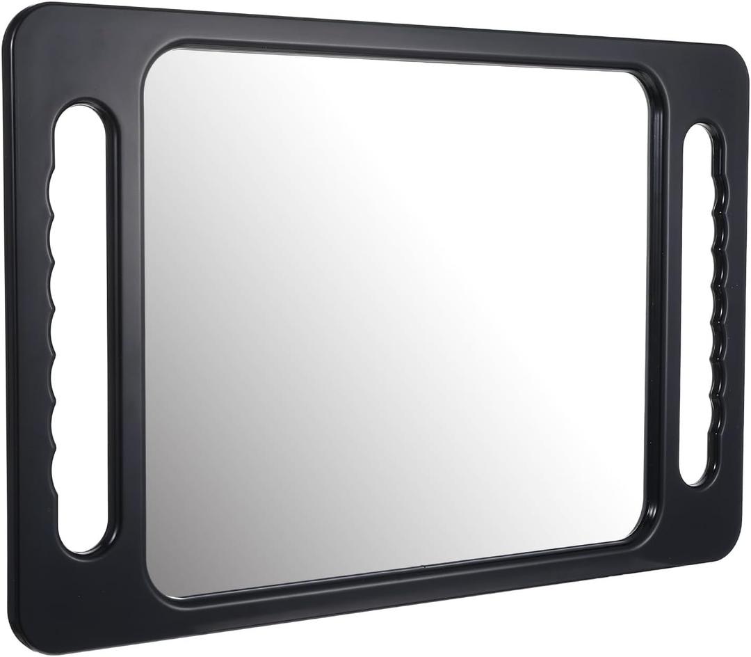 Professional Extra Large Hand Mirror with Handle, 16"x10" Drop-Proof Hand Mirror with Double Handle Large Rectangular Handheld Mirrors for Salons, Beauty Salons, Barbers, Salon Hair Mirrors