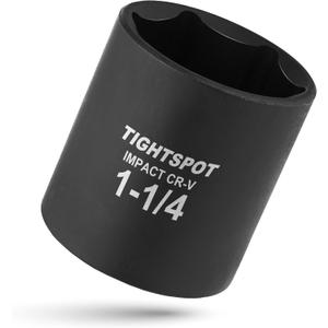 TIGHTSPOT 1/2 Inch Drive - 1 1/4 Inch Shallow Impact Socket with Anti-Rounding 6 Point Design, Heat-Treated CRV Steel