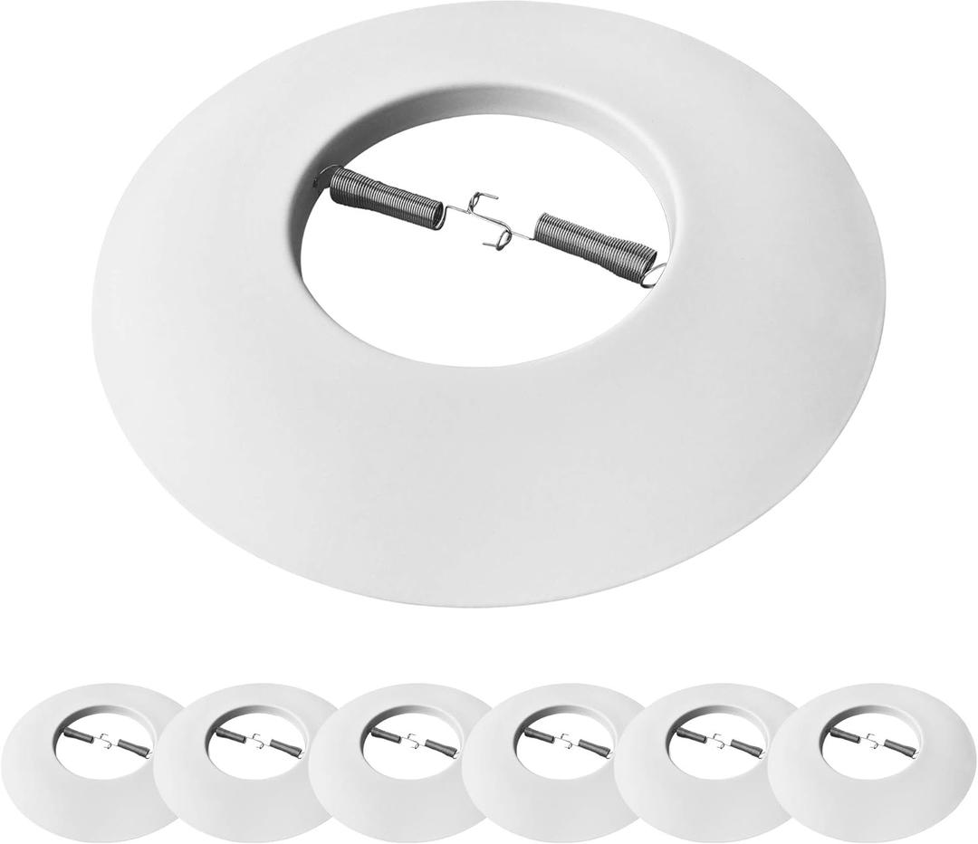 [6-Pack] PROCURU 6" Open Metal Ring Trim for Recessed Can Lights - for BR30, PAR30, LED, Incandescent, CFL, Halogen (White (6-Pack))